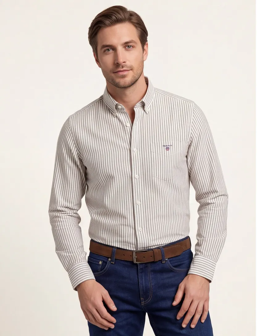 Casual overhemd Gant Regular Fit groen katoen