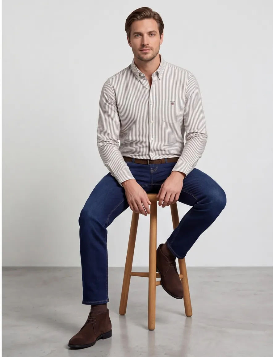 Gant Regular Fit casual overhemd groen gestreept