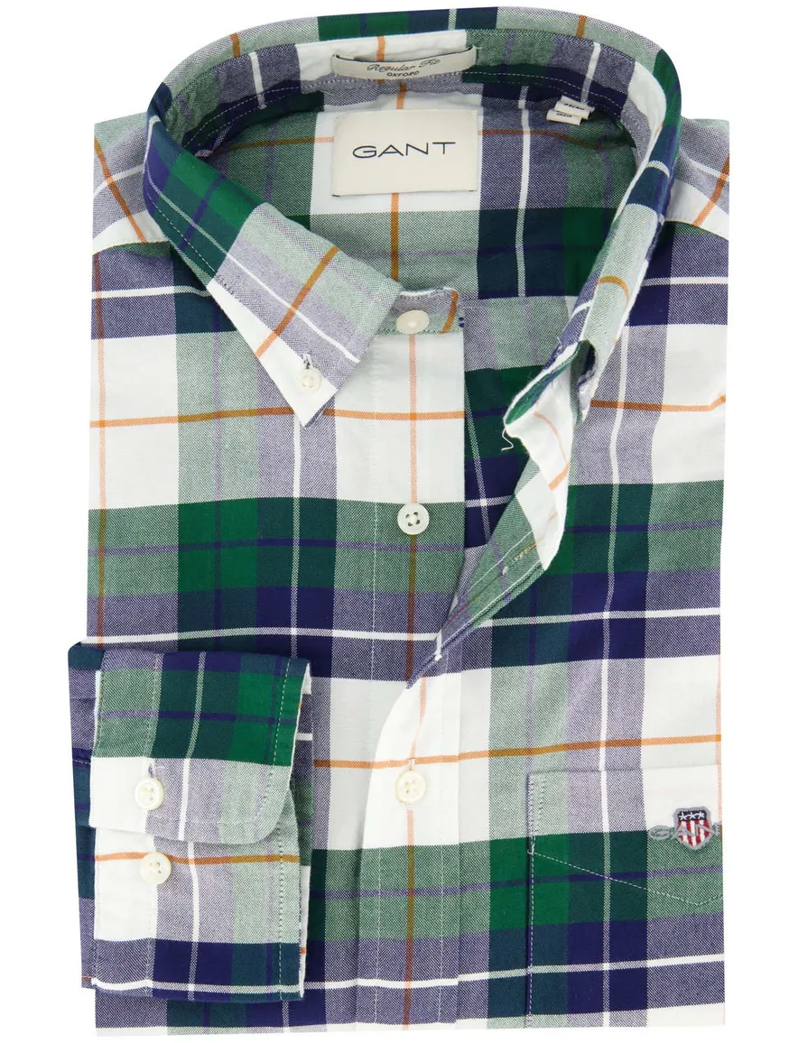 Gant Regular Fit casual overhemd groen geruit