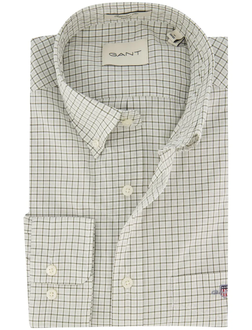 Gant Regular Fit casual overhemd groen katoen