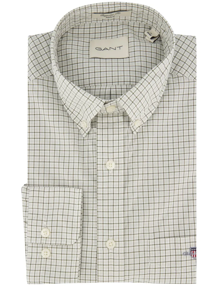 Gant Regular Fit casual overhemd groen katoen