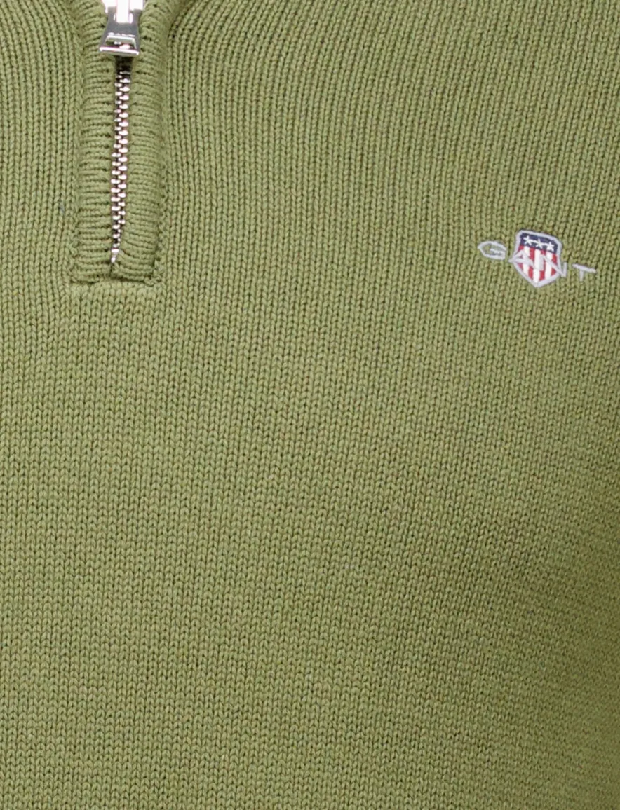 Gant trui groen effen normale fit katoen