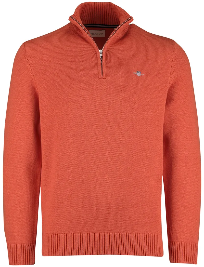 Gant half zip trui oranje katoen effen
