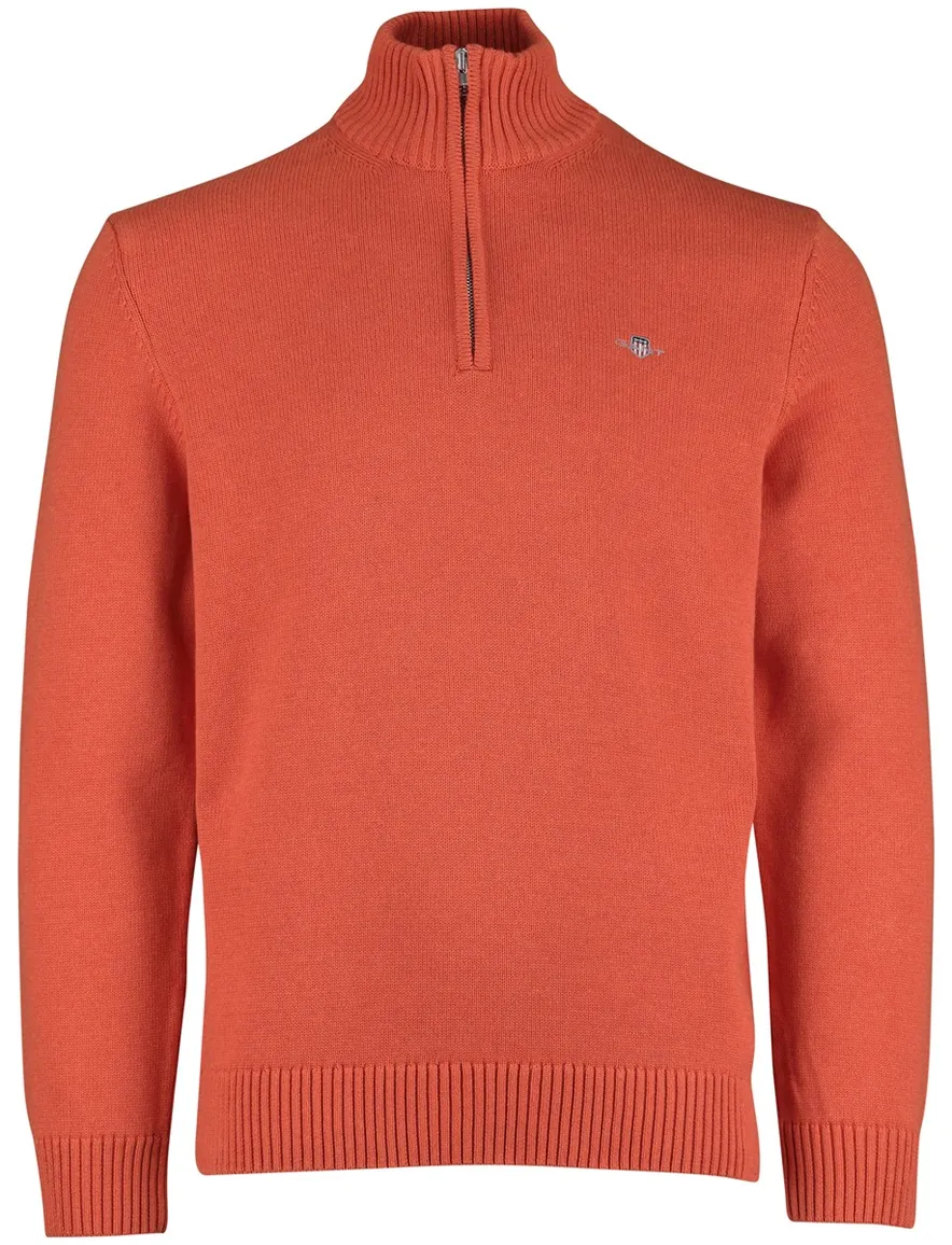 Gant half zip trui oranje 100% katoen