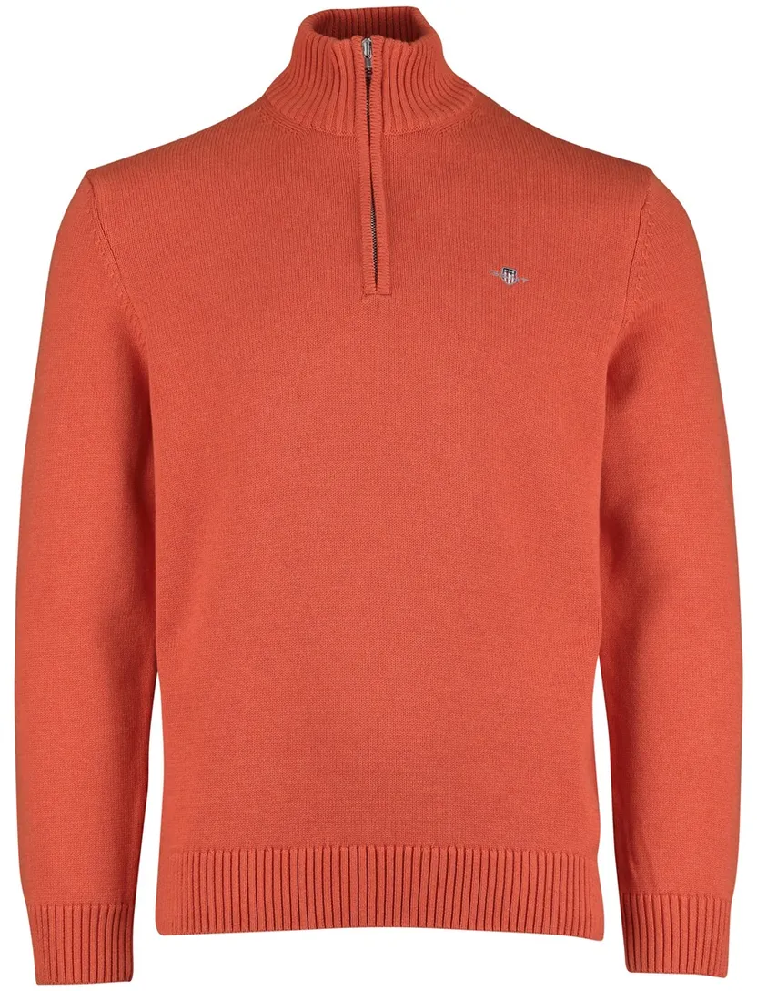 Gant half zip trui oranje katoen effen