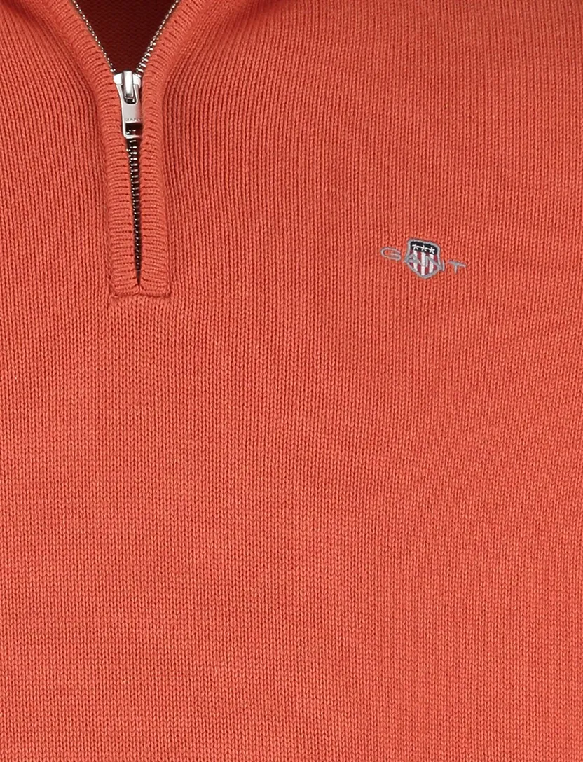 Gant half zip trui oranje katoen effen