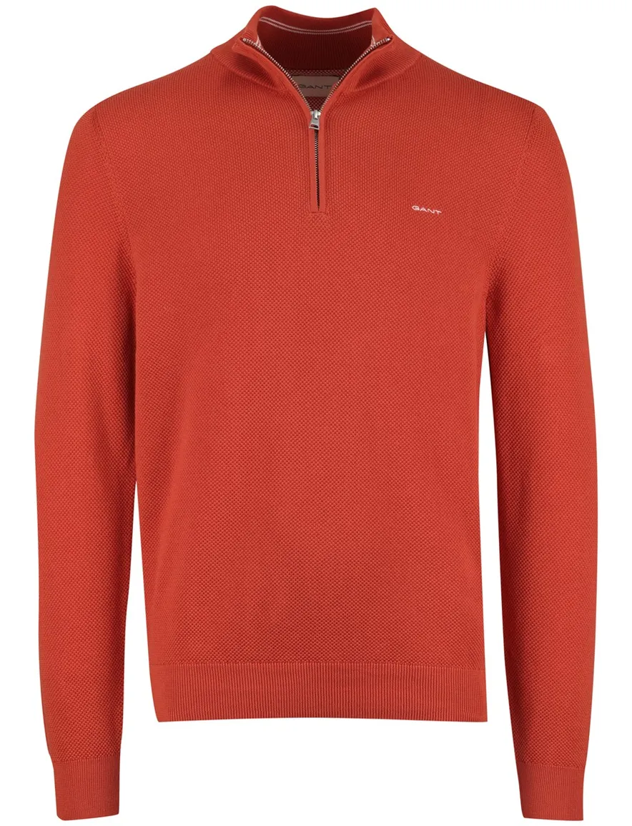 Gant half zip trui katoen oranje