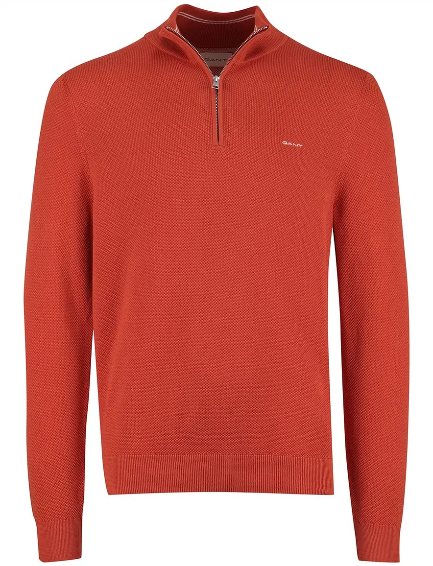 Gant half zip trui katoen oranje