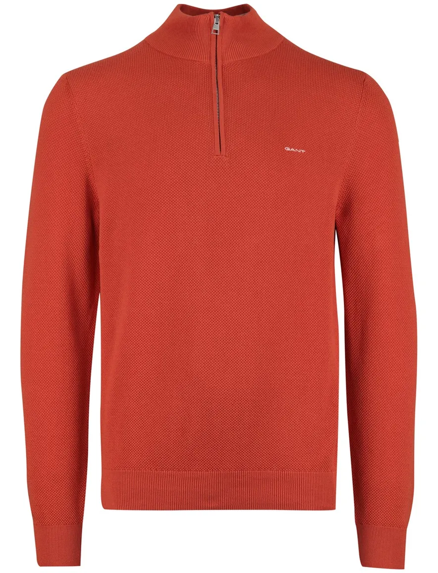 Gant half zip trui katoen oranje