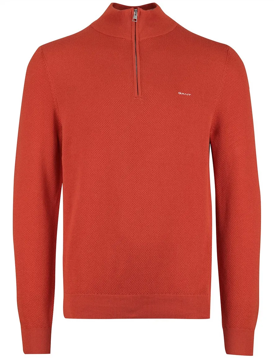 Gant half zip trui katoen oranje