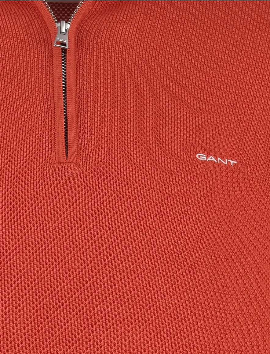 Gant half zip trui katoen oranje