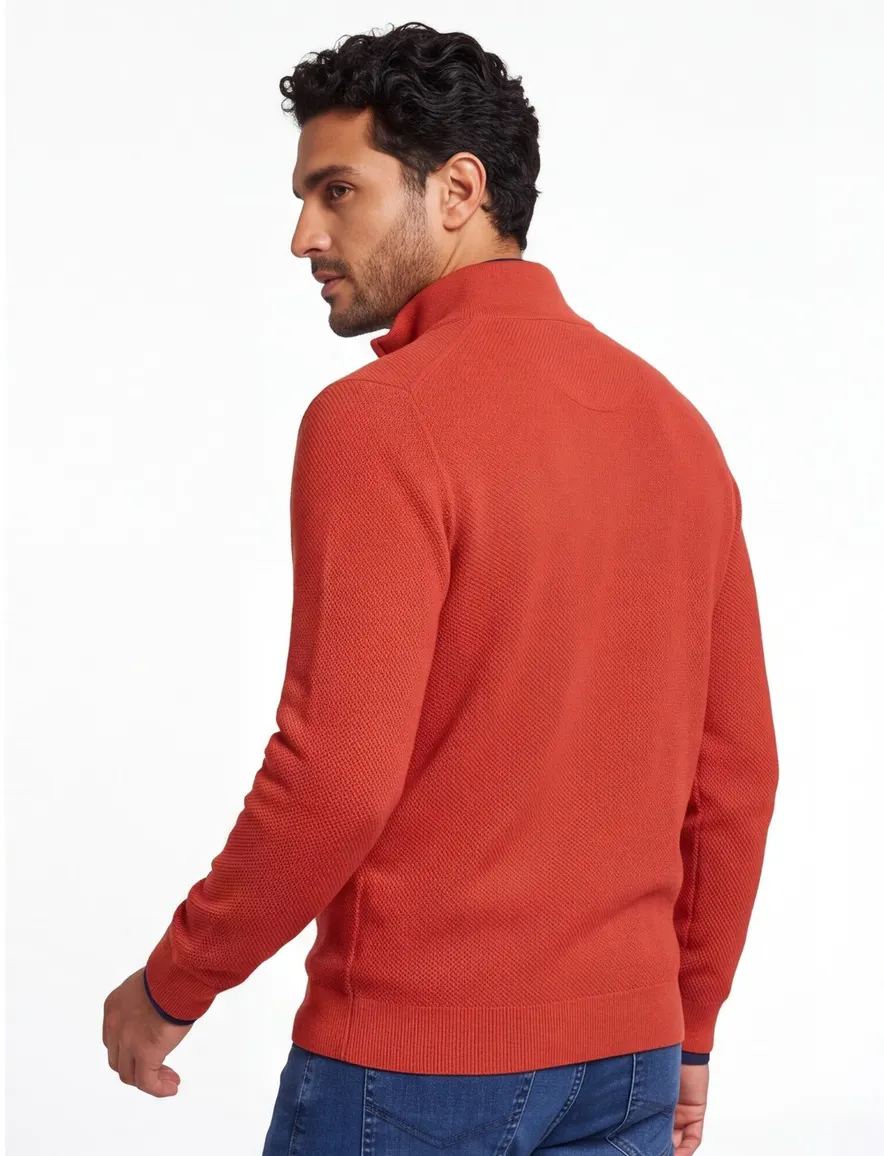 Gant half zip trui katoen oranje
