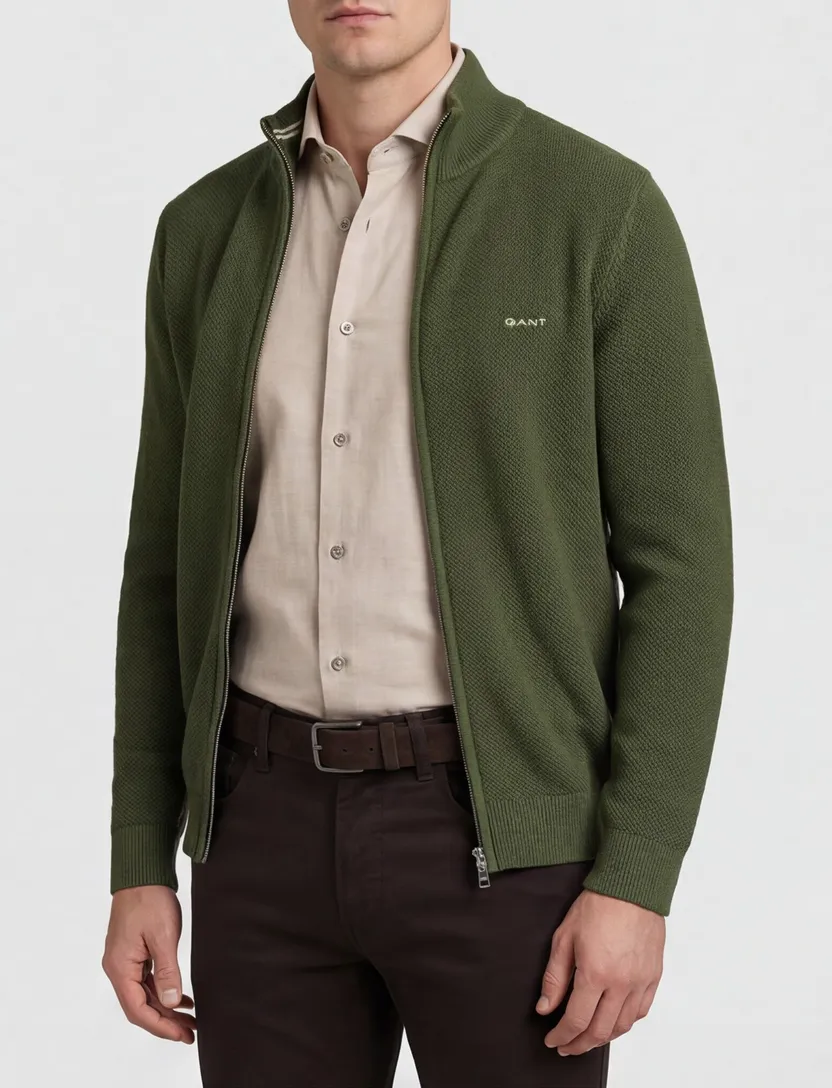 vest Gant groen gebreid met rits