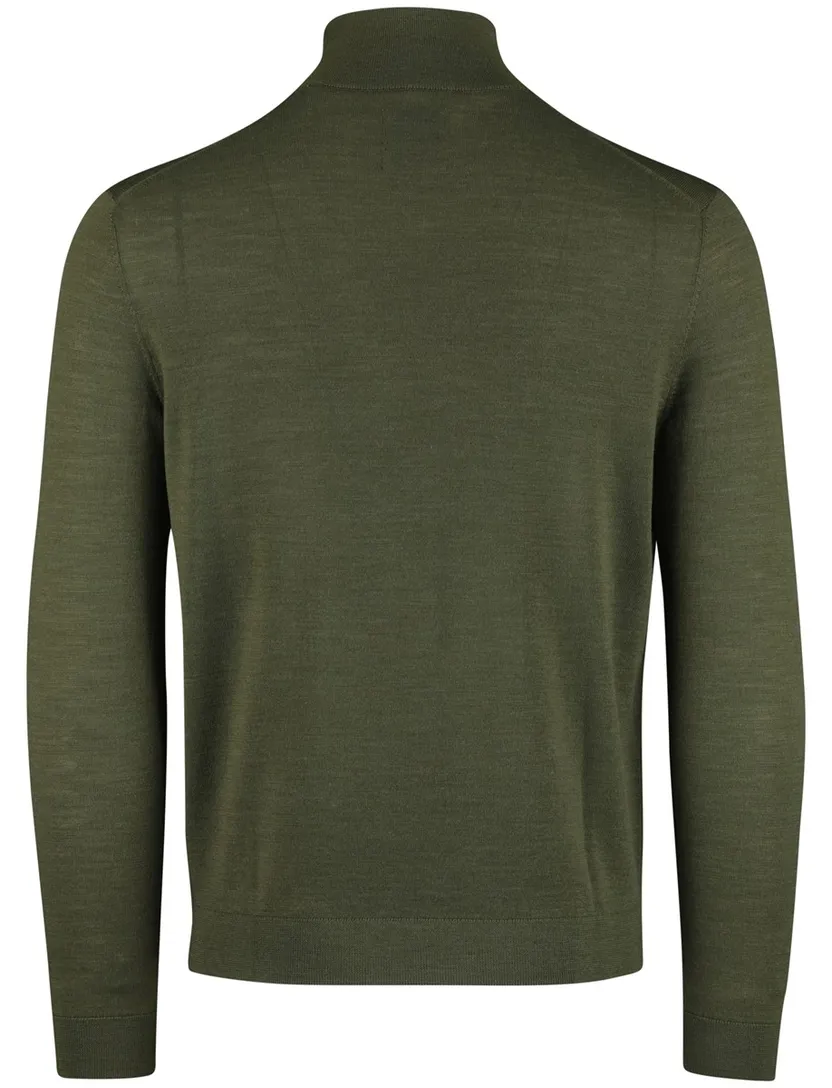 Gant Half Zip trui groen wol effen