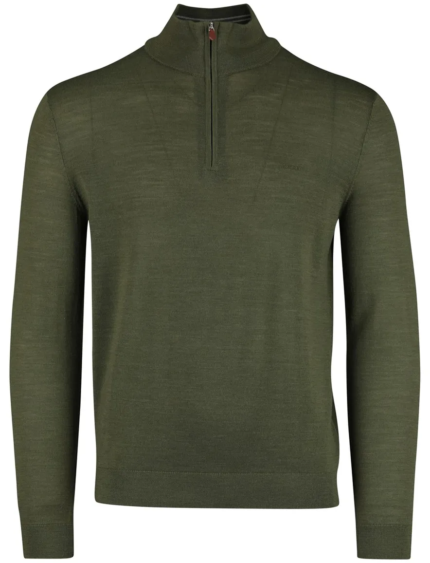 Gant Half Zip trui groen 100% wol
