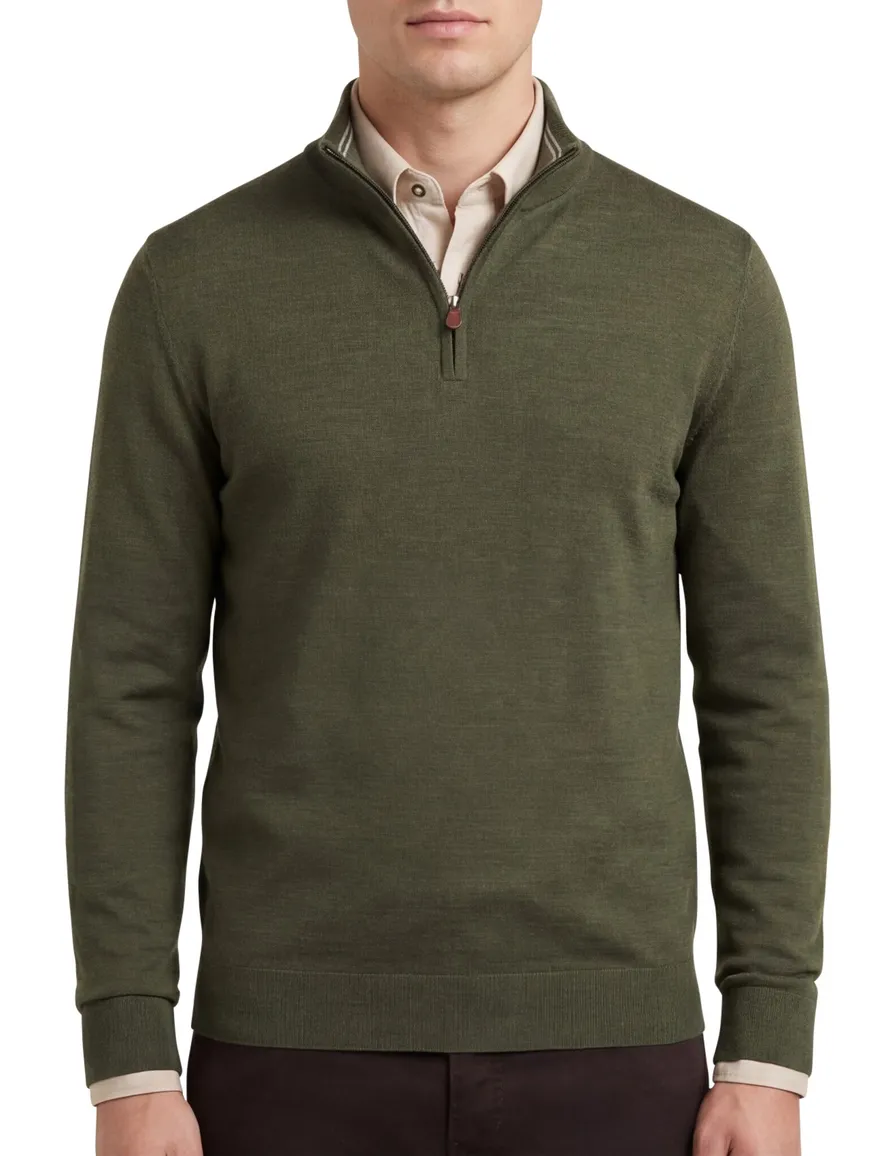 Gant Half Zip trui groen 100% wol