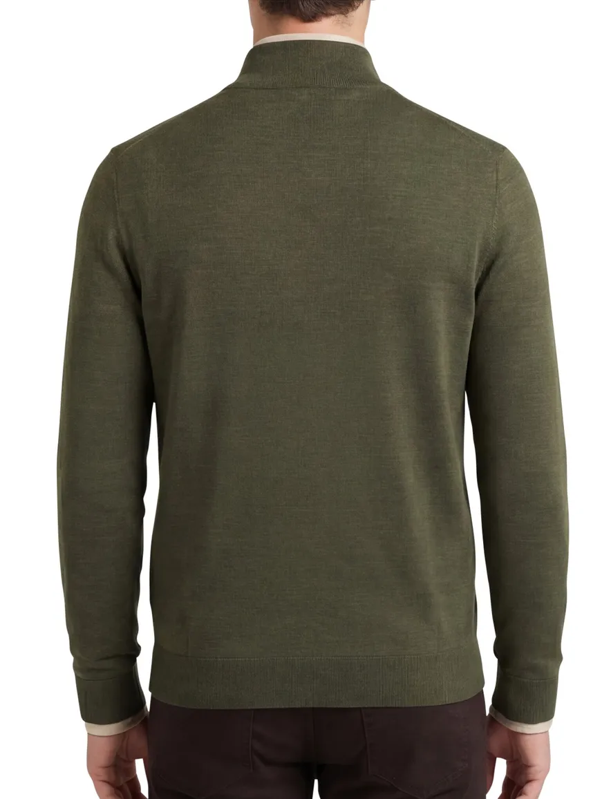 Gant Half Zip trui groen 100% wol
