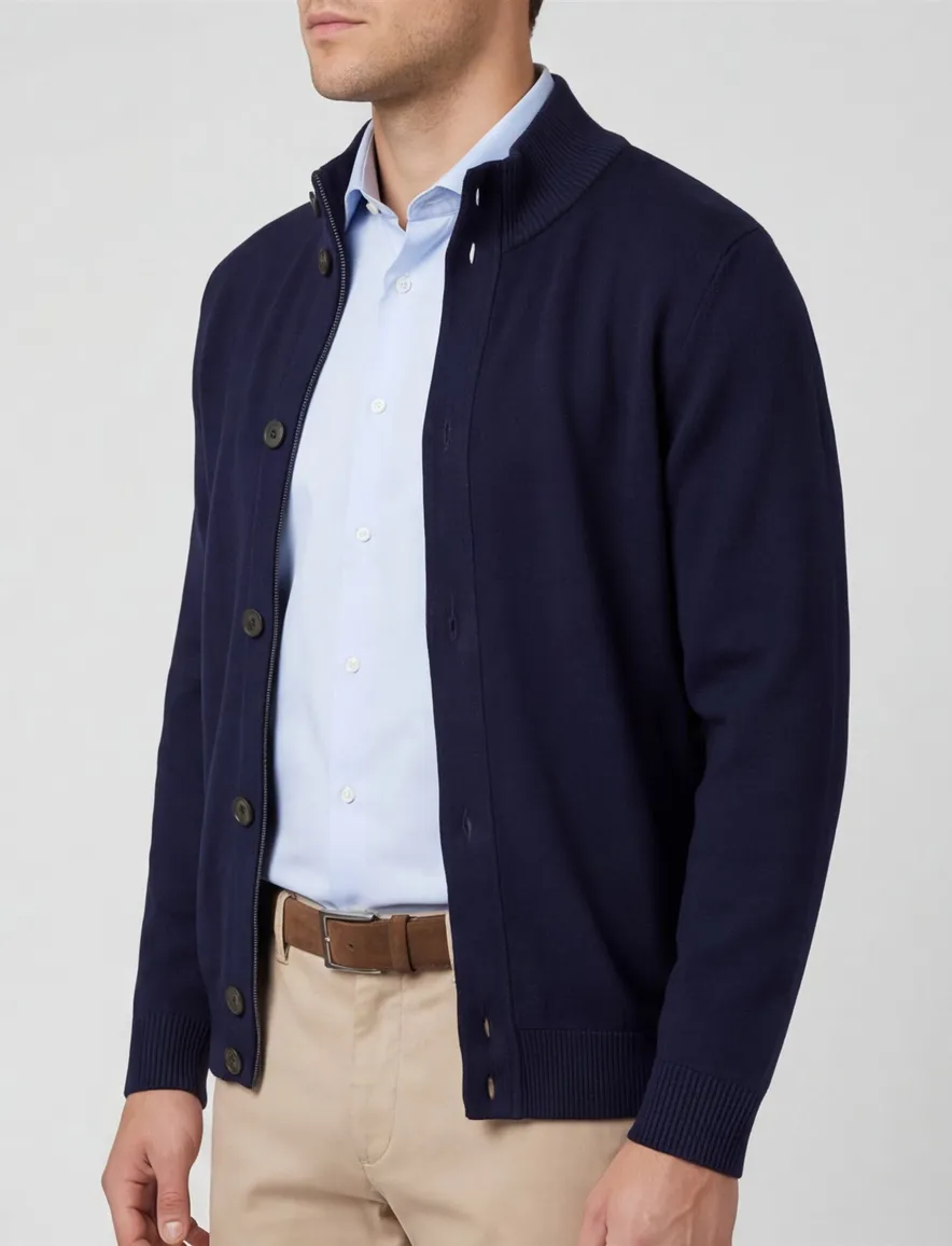 Thomas Maine vest navy knopen en rits