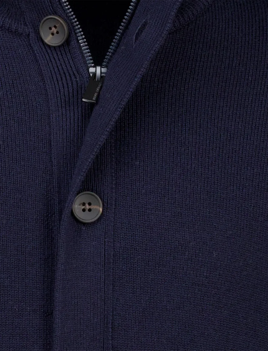 Thomas Maine vest navy knopen en rits