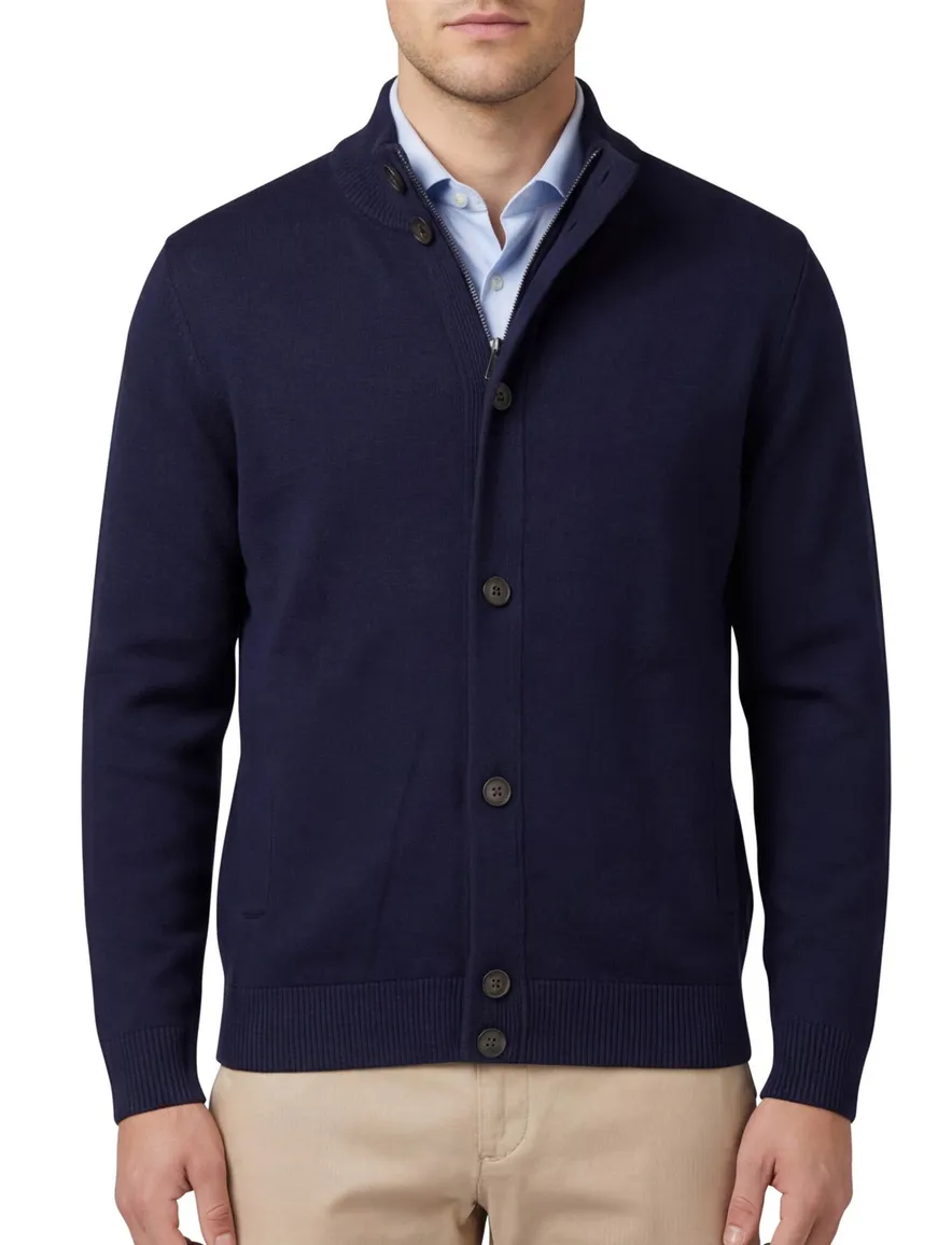 Thomas Maine vest navy knopen en rits
