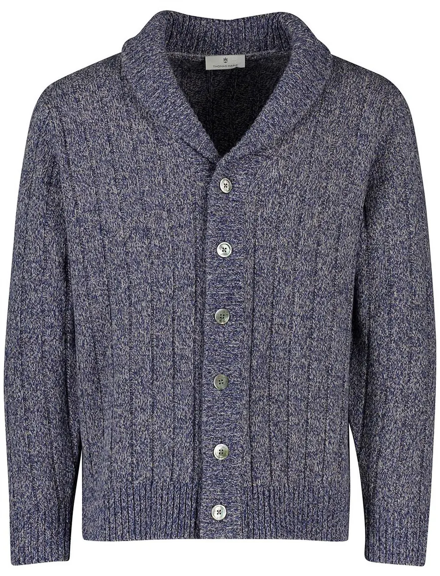 Thomas Maine merinowollen vest gebreid donkerblauw