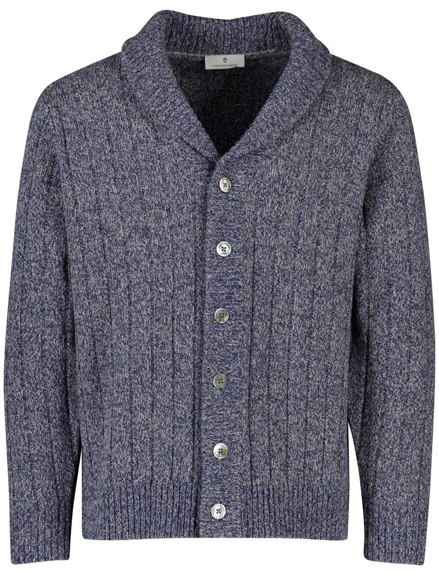 Thomas Maine vest gebreid gemeleerd donkerblauw