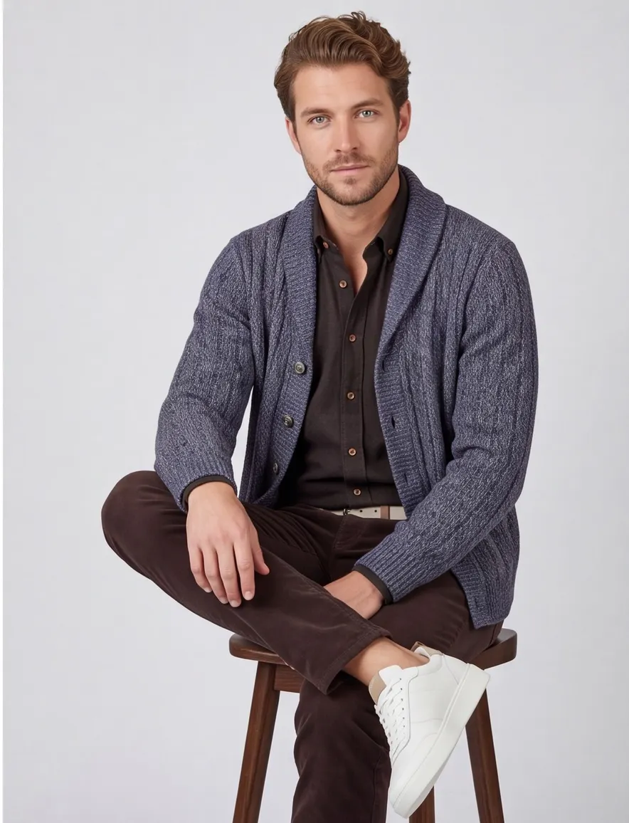 Thomas Maine vest gebreid gemeleerd