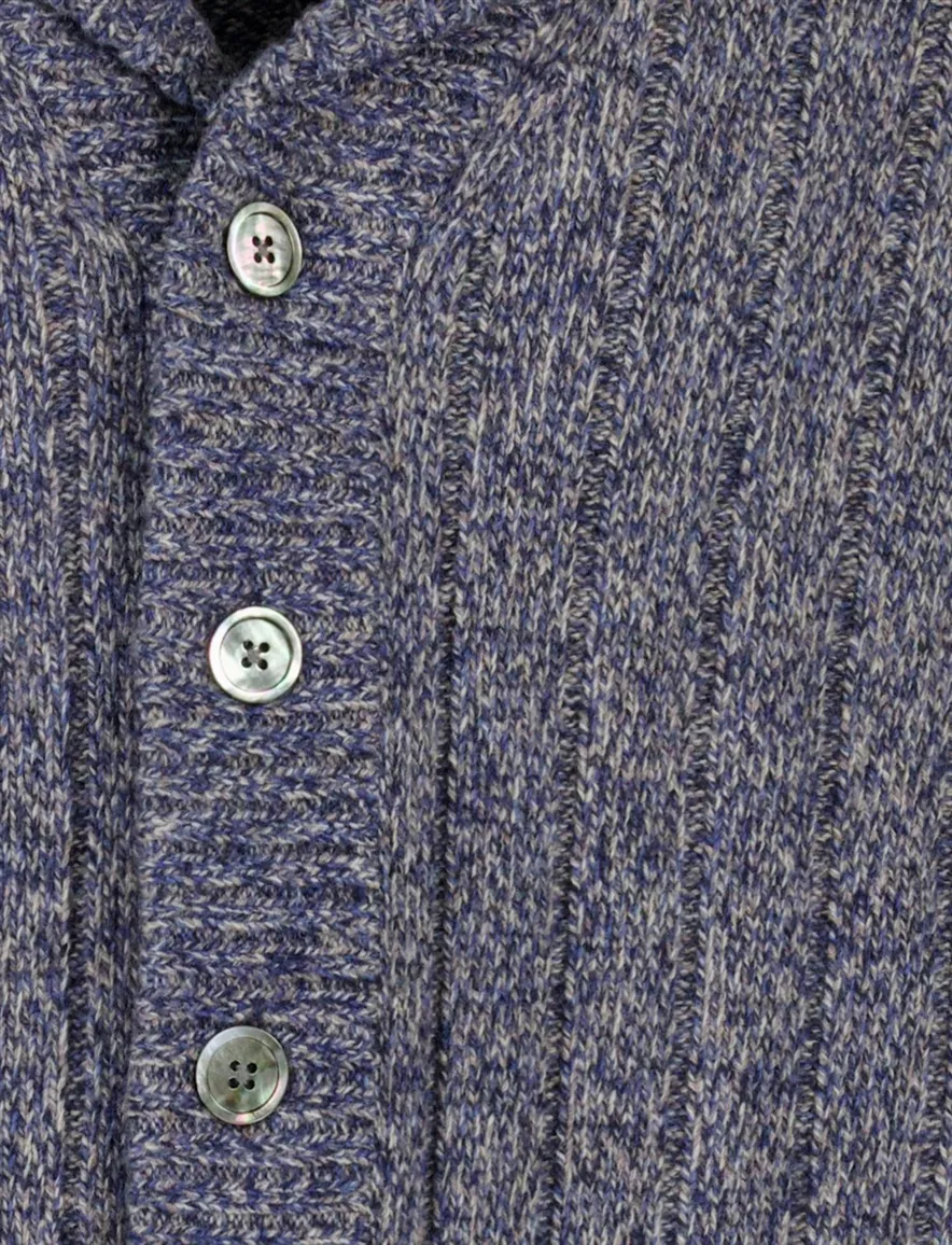 Thomas Maine vest gebreid gemeleerd donkerblauw