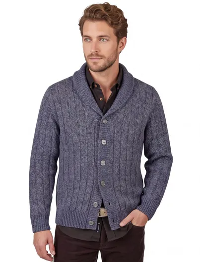 Thomas Maine Thomas Maine merinowollen vest gebreid donkerblauw