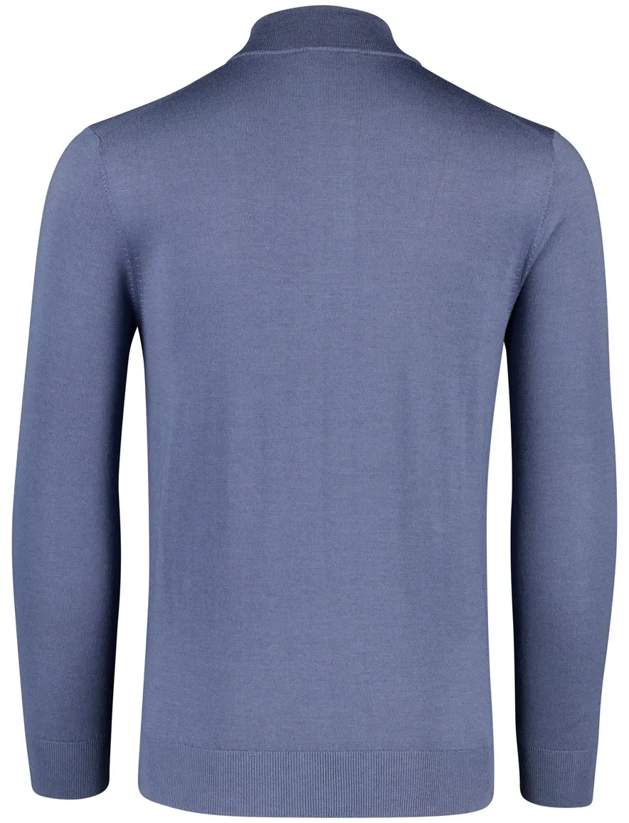 Thomas Maine half zip trui blauw merinowol