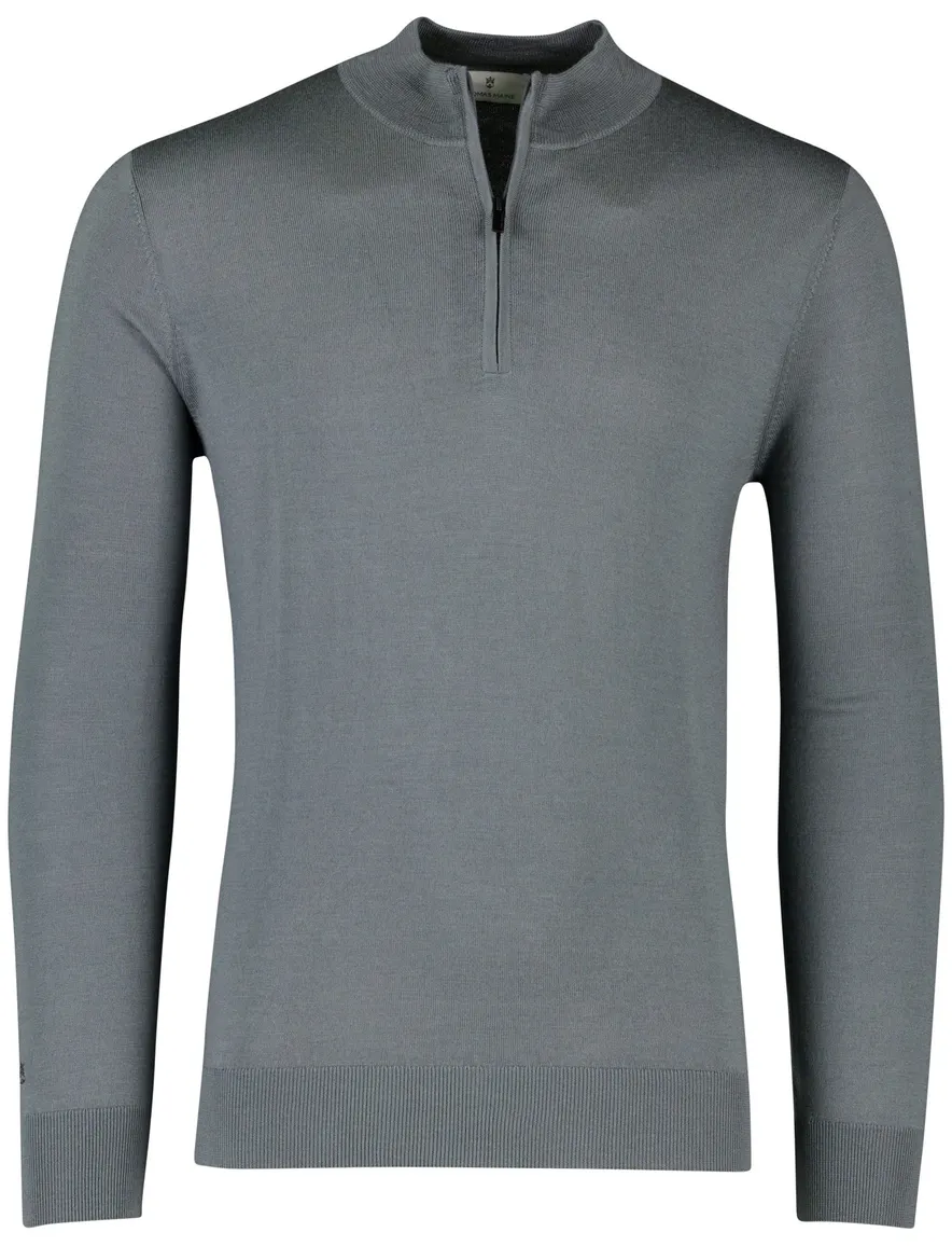 Thomas Maine half zip grijs merinowol