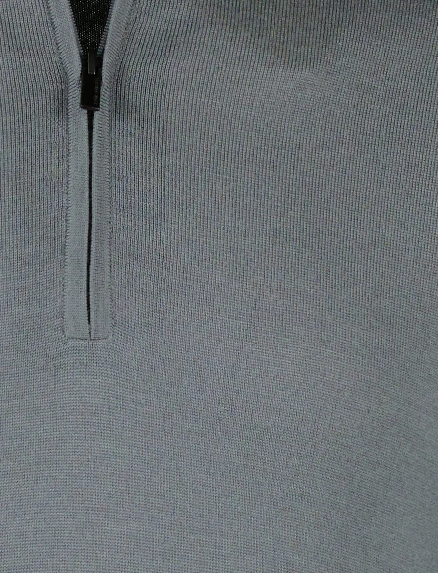 Thomas Maine half zip grijs merinowol