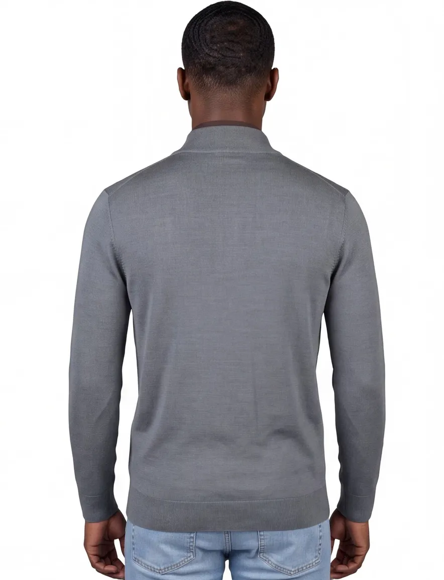Thomas Maine half zip grijs merinowol