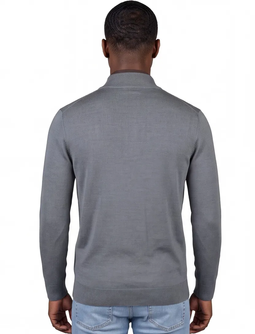 Thomas Maine trui half zip effen antraciet normale fit