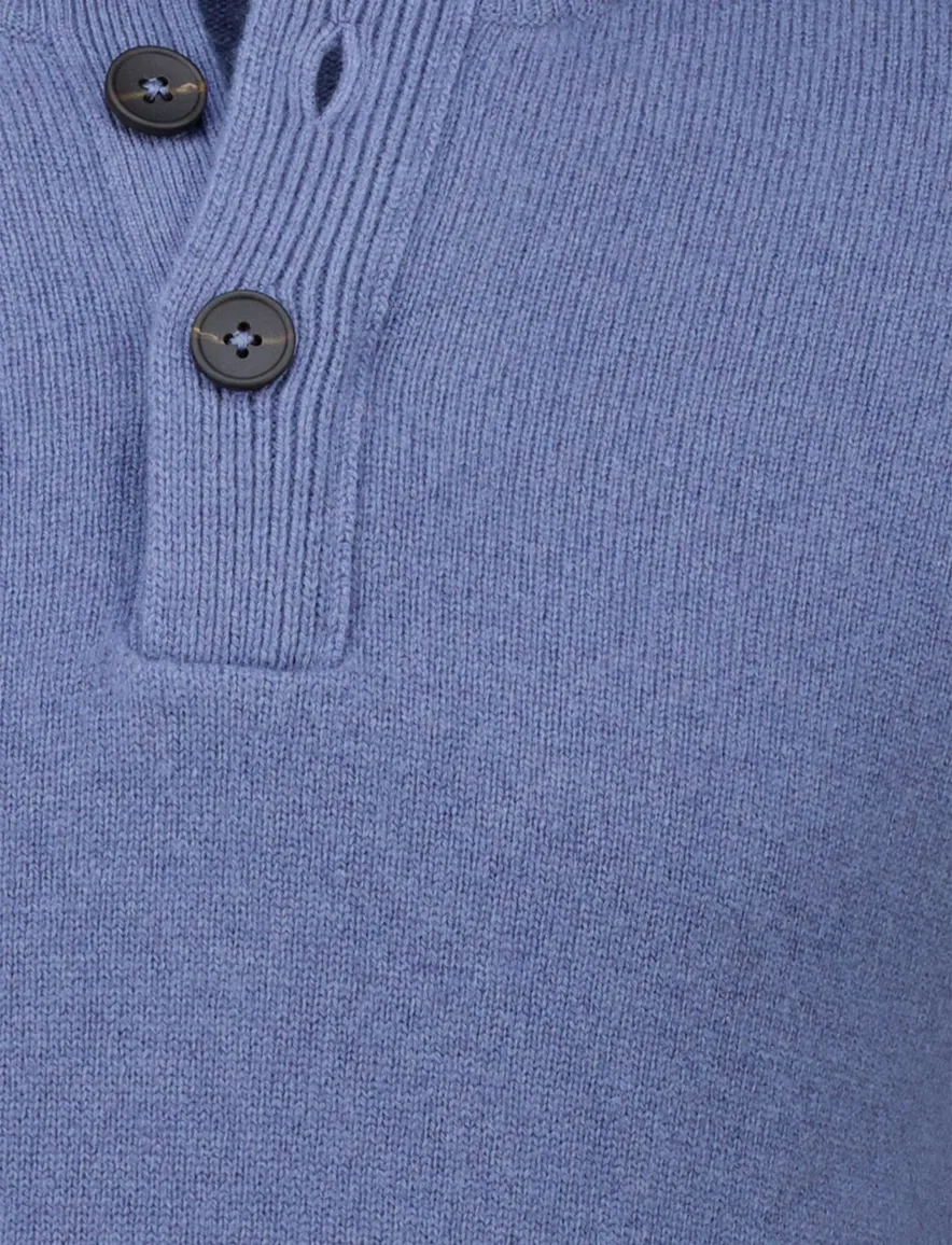 Thomas Maine trui blauw half zip knopen