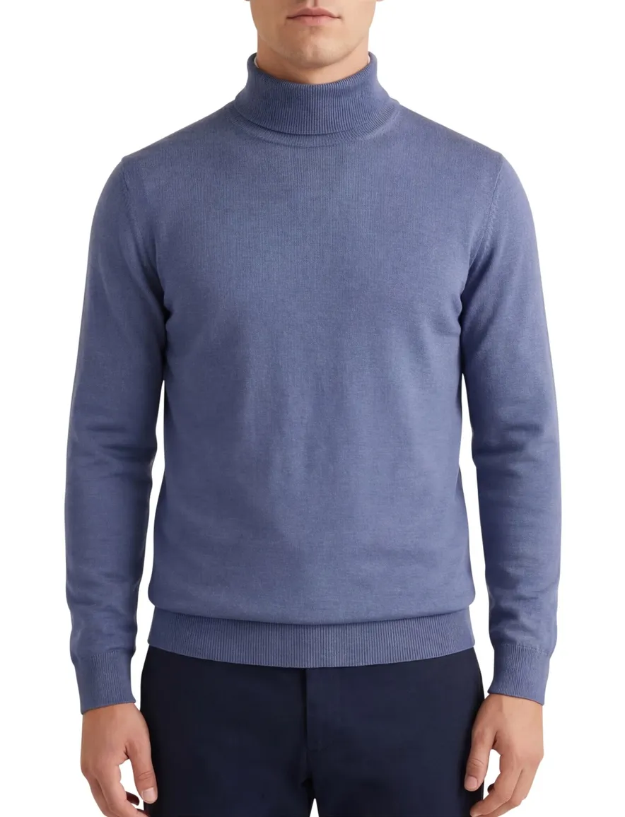 Thomas Maine trui turtle merinowol blauw