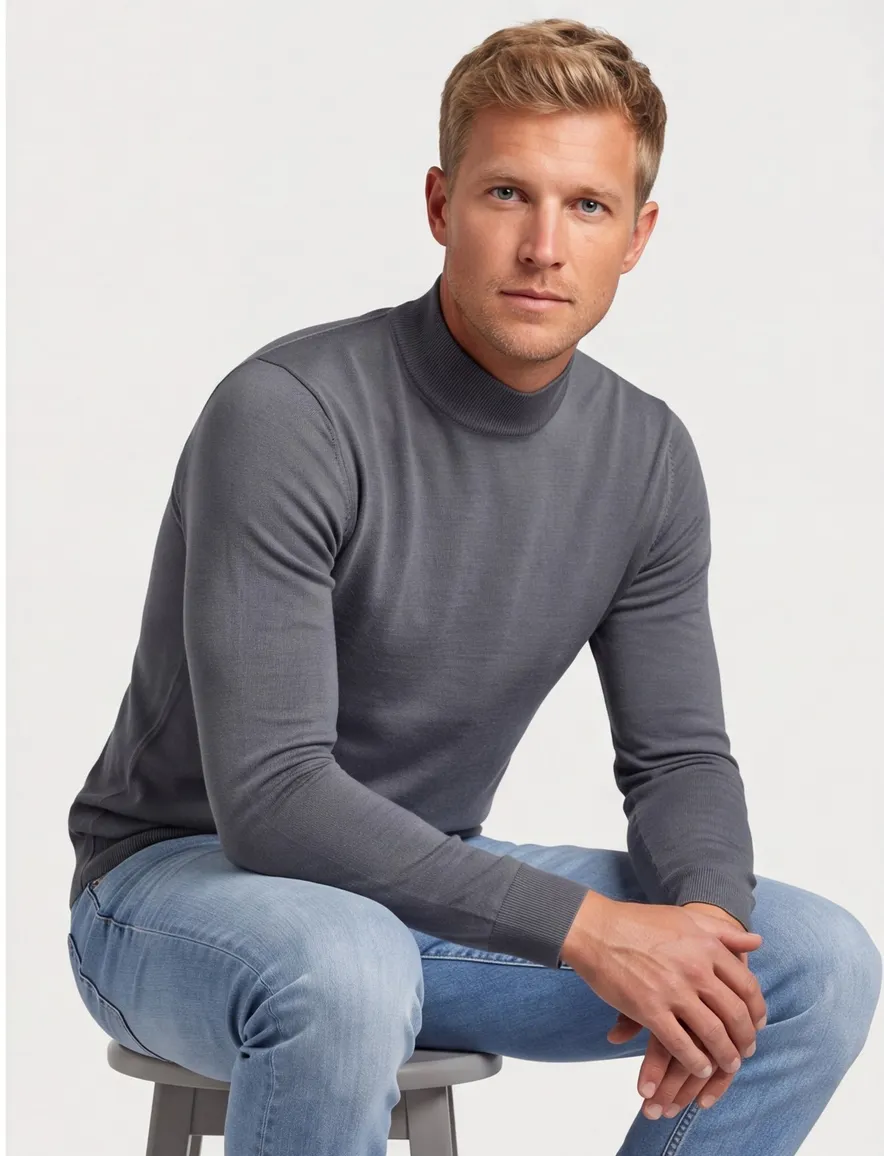 Thomas Maine turtleneck merinowol grijs
