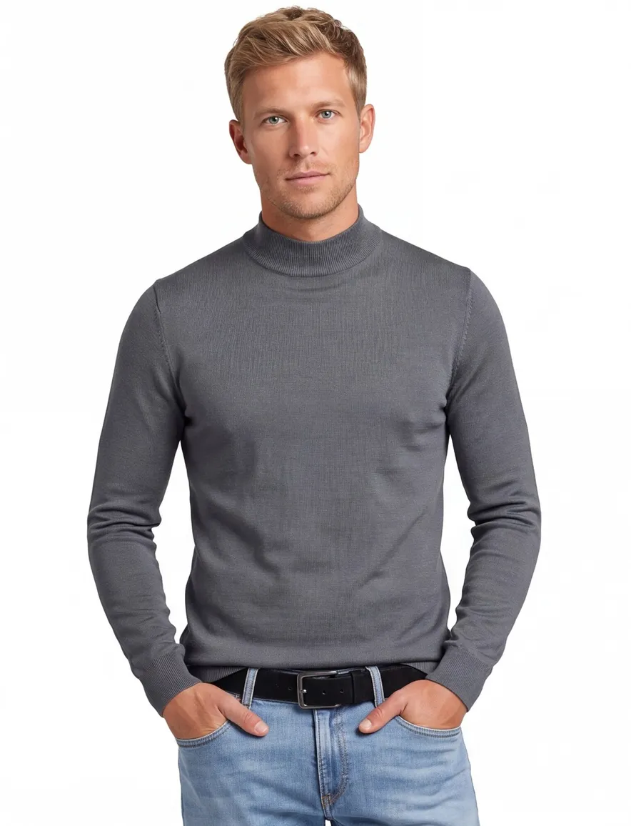 Thomas Maine turtleneck merinowol grijs