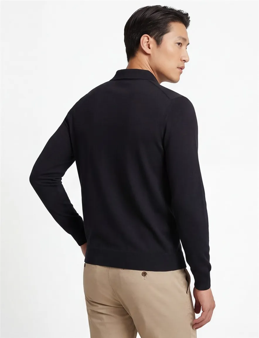 Thomas Maine polo lange mouw bruin