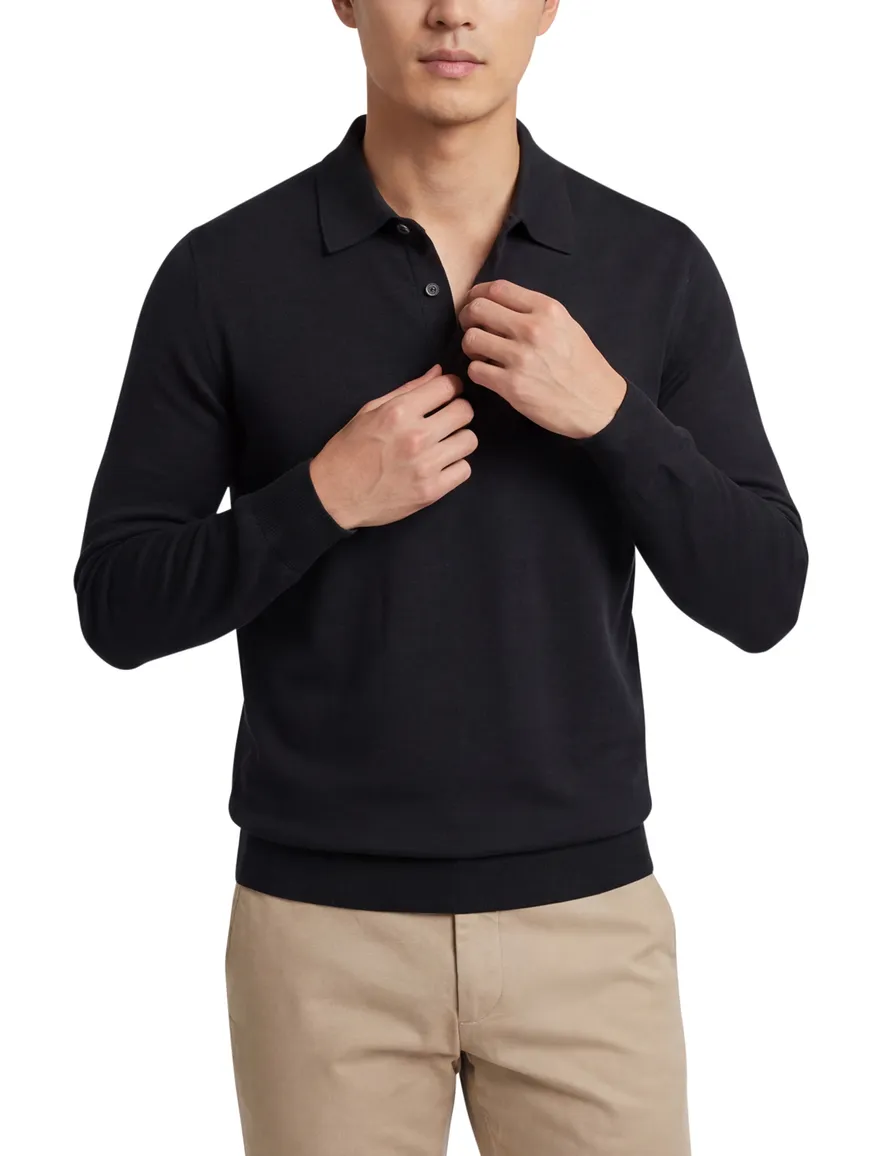 Thomas Maine polo lange mouw bruin
