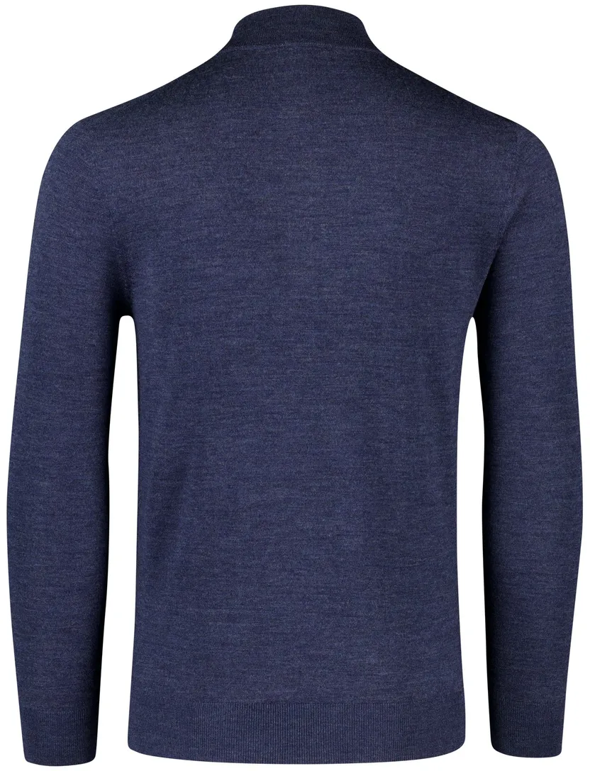 Thomas Maine merinowollen trui gemeleerd donkerblauw effen