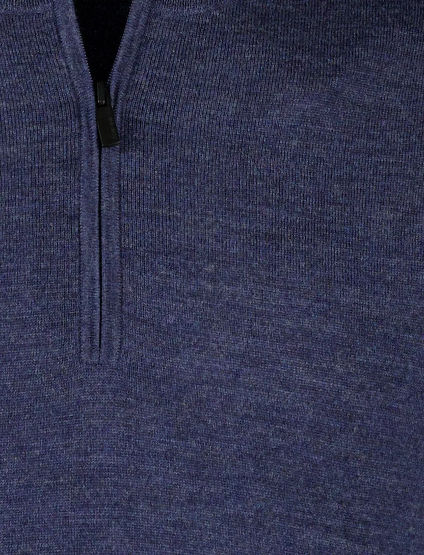 Thomas Maine merinowollen trui gemeleerd donkerblauw effen