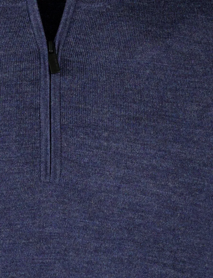 Thomas Maine merinowollen trui gemeleerd donkerblauw