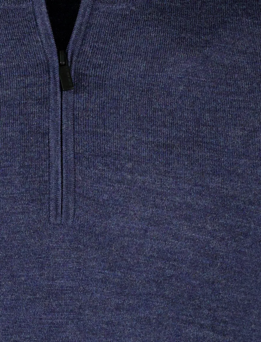 Thomas Maine merinowollen trui gemeleerd donkerblauw
