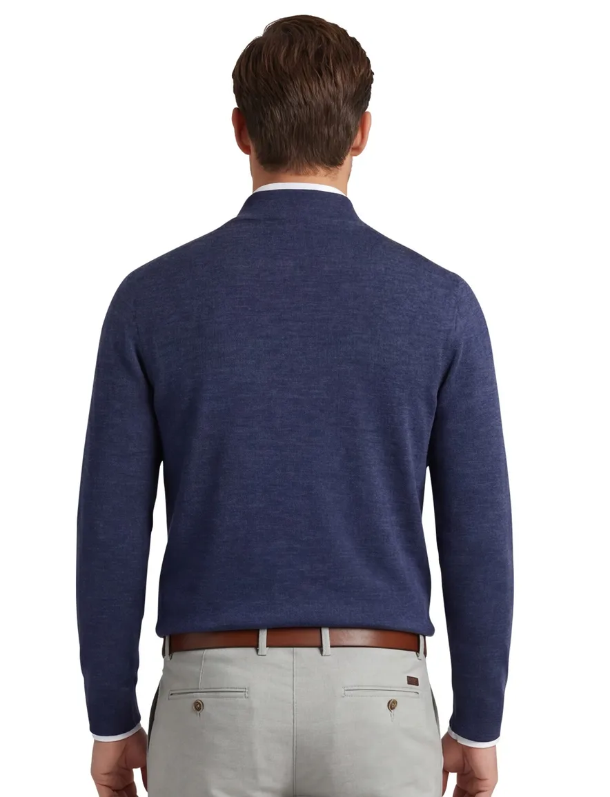 Thomas Maine merinowollen trui gemeleerd donkerblauw