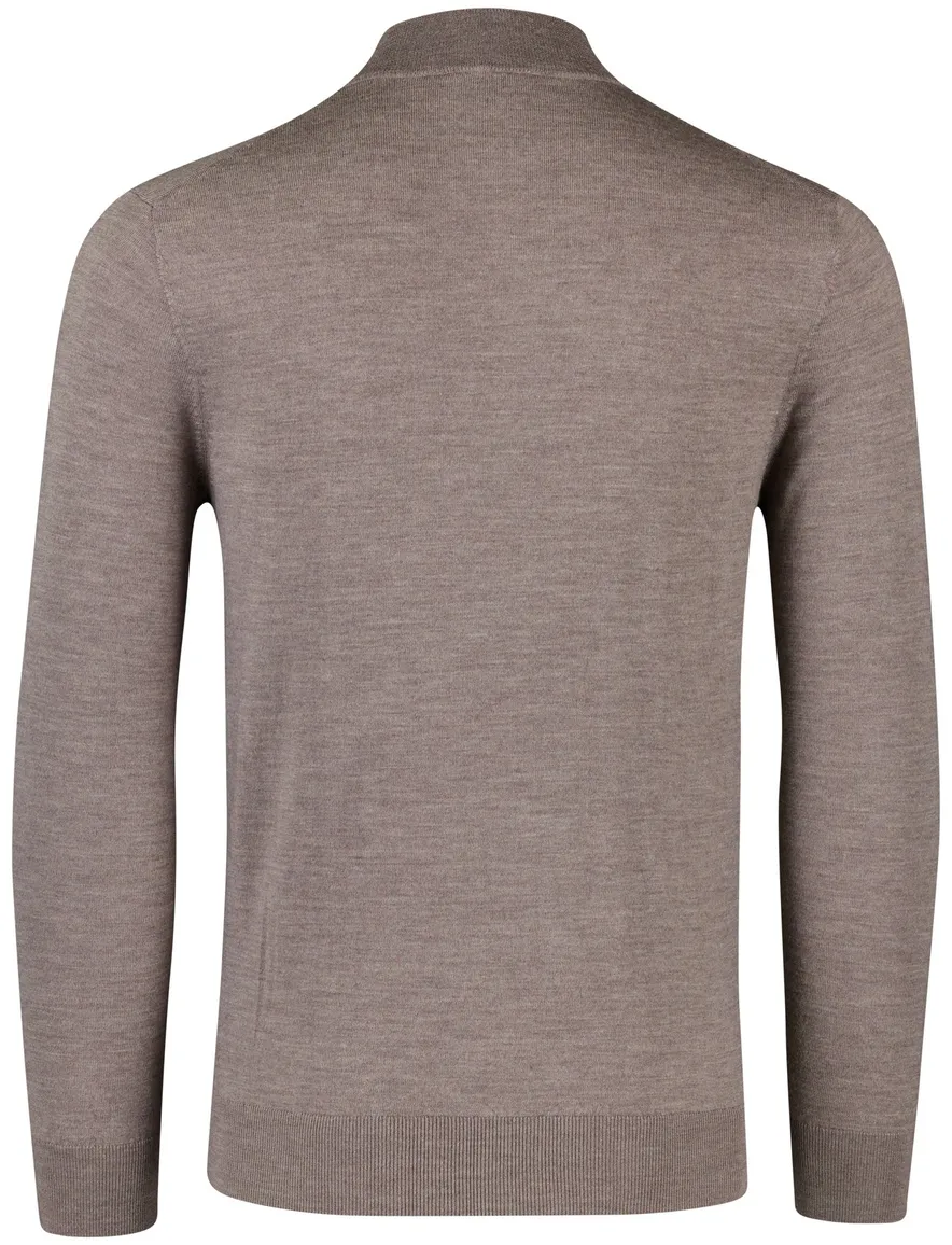 Thomas Maine half zip trui merinowol taupe