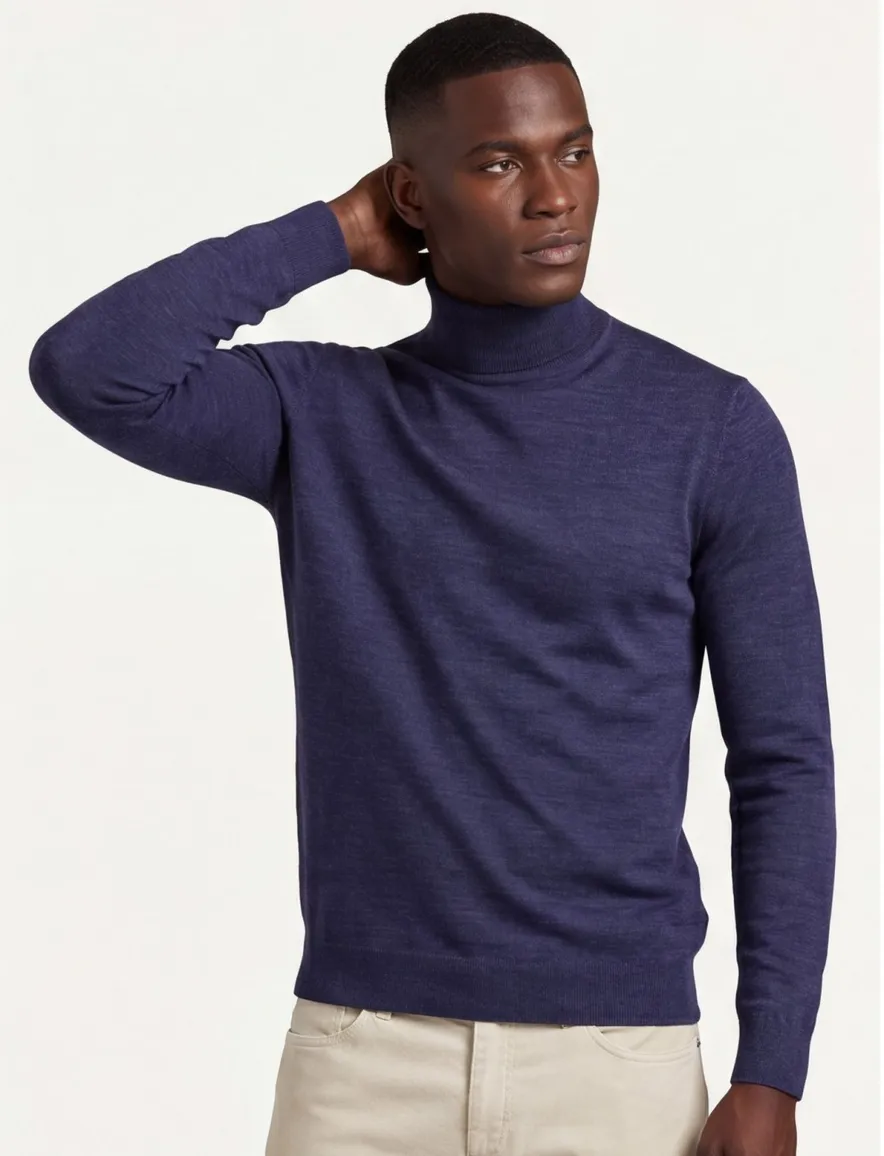Thomas Maine turtleneck scheerwol blauw