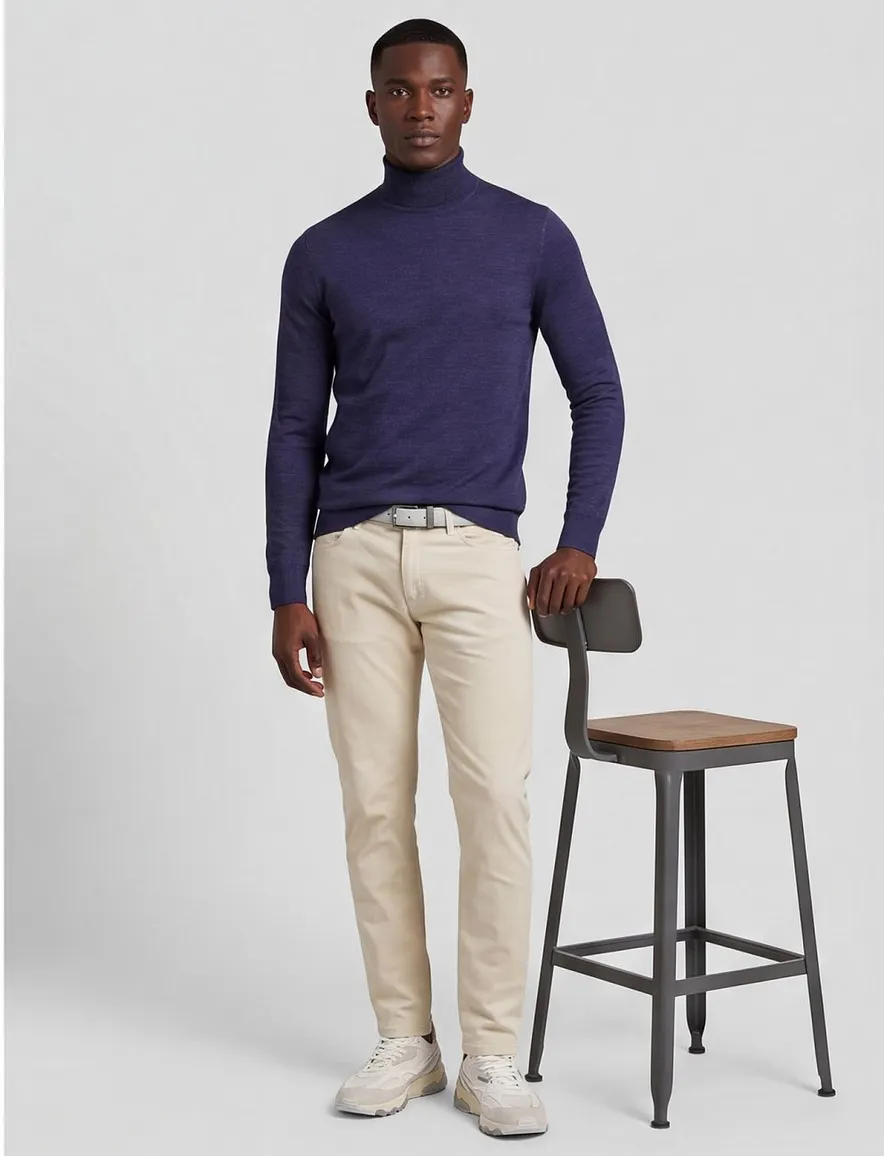 Thomas Maine turtleneck merinowol donkerblauw