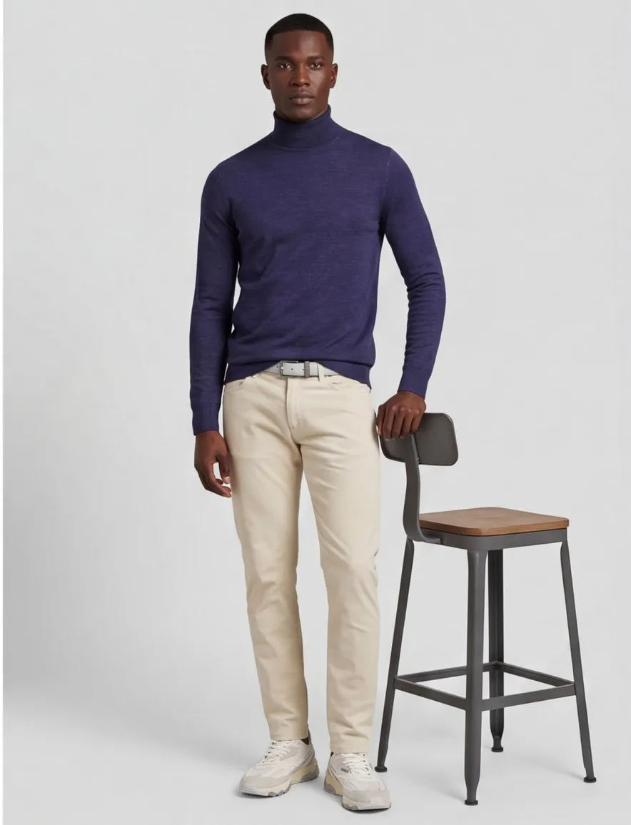 Thomas Maine turtleneck scheerwol blauw