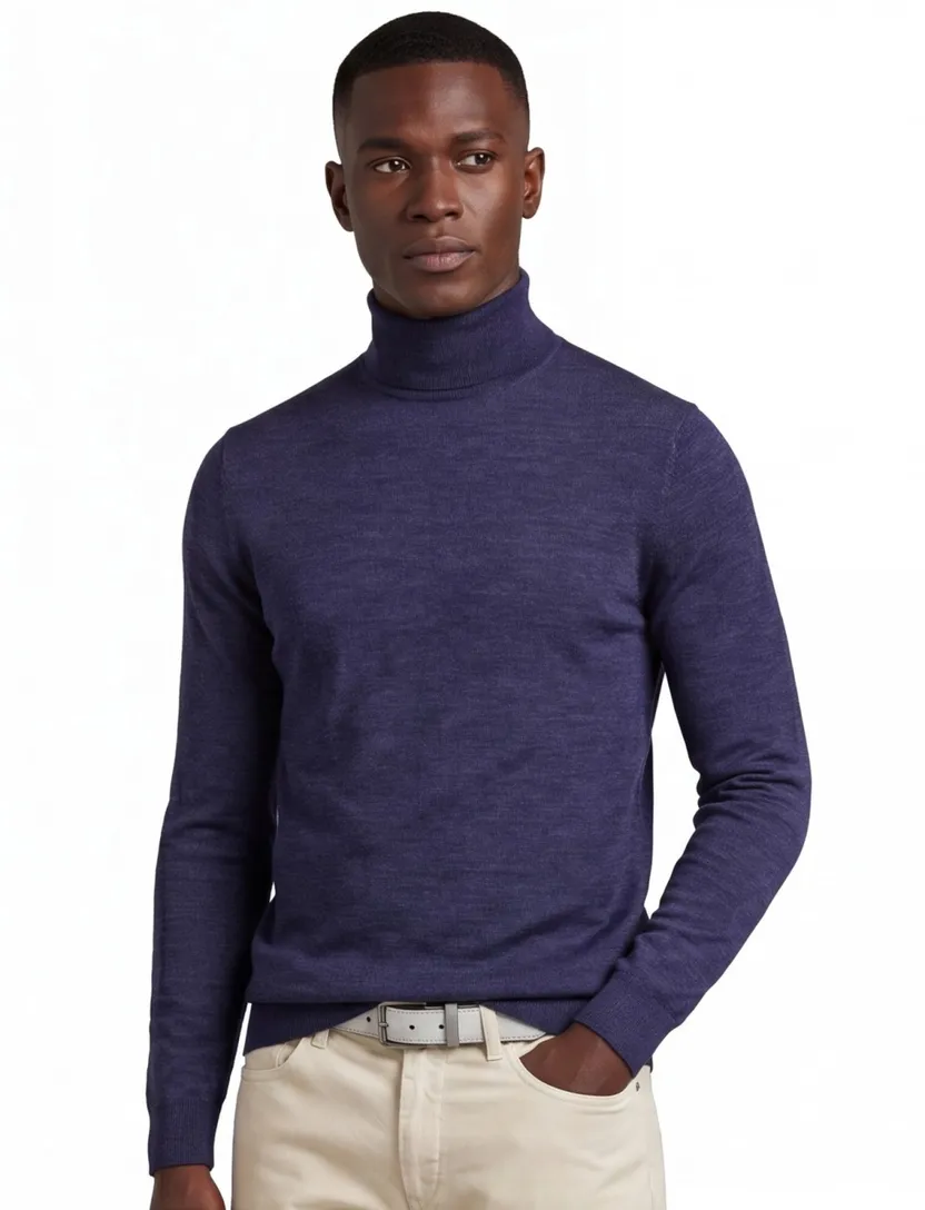 Thomas Maine turtleneck scheerwol blauw